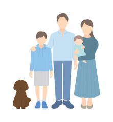 家族のイラストベクター素材（2世代4人）