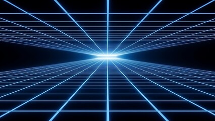 Sci Fi Virtual Landscape with Infinite Grid Lines