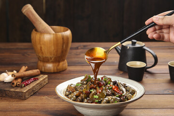 Sichuan Spicy Stir-Fried Snails with Sauce and Traditional Cooking Ingredients