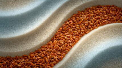 Abstract river of rice seeds flowing through smooth sand dunes art texture landscape