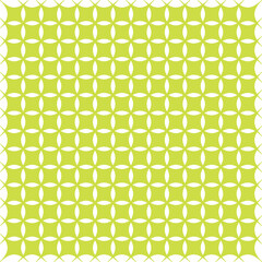 Seamless geometric pattern of interlocking rounded squares in lime green and white