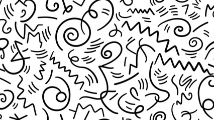 Obraz premium Abstract Hand-Drawn Doodles and Swirls Pattern on White Background