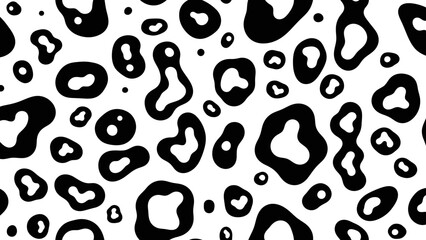 A seamless pattern of black and white abstract organic shapes resembling animal spots or ink blots. © Muflif