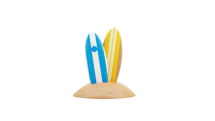 Surfboards Standing on Sand, Summer Vacation Concept
