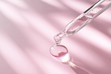 Clear Serum Drop on Pink Surface with Caustics