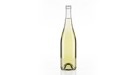 Elegant bottle of white wine isolated on a crisp and clean white background