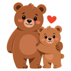 Fototapeta premium Brown bear father with baby vector illustration perfect for animal parenthood cartoon fauna family wildlife and educational themed designs