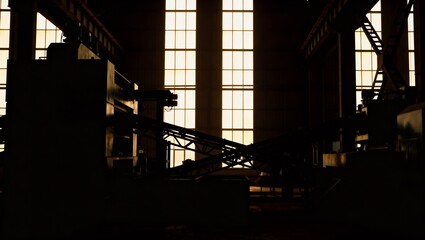 工場機械のシルエット