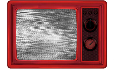 vintage TV on red background★レトロなブラウン管テレビの砂嵐画面の背景壁紙