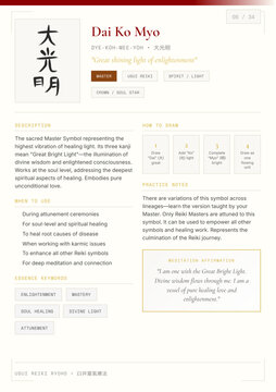 Dai Ko Myo Reiki Symbol Study Card