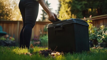 Sustainable Living, Composting Food Waste in a Backyard Garden Setting