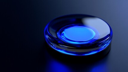 A Captivating Close-Up of a Glowing Blue Glass Object on Dark Surface