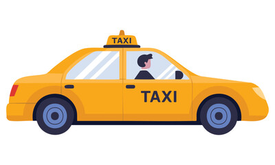 Fototapeta premium Cartoon vector illustration of yellow taxi cab Turkey transport for hire ideal for transportation service urban mobility and vehicle themed designs