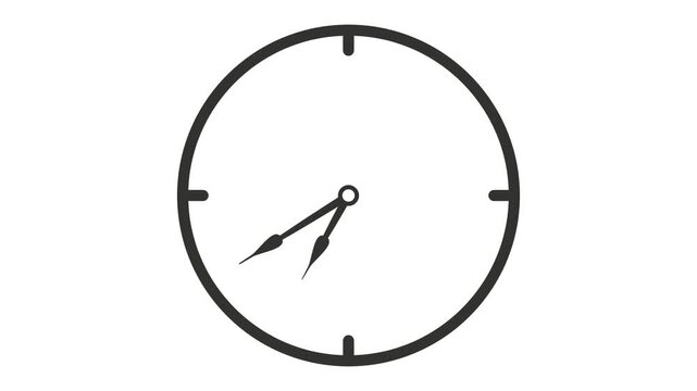 Analog clock animation, moving time arrows clock icon concept 24 Hours Animated Clock. Hours appear on a white background with alpha channel.