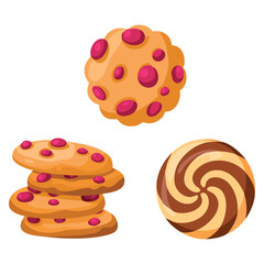 Chocolate chip cookie day celebration with sweet delicious pastries vector illustration of confectionery and sweet products perfect for food themed artwork