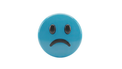 Fototapeta premium Blue Sad Face Emoji Icon, 3D Render