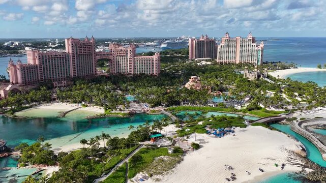 Bahamas Skyline In Nassau In New Providence Bahamas. Resort Landscape. Beach Scenery. Caribbean Skyline. Bahamas Skyline In New Providence Bahamas. Nature Scene.