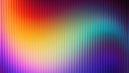 Abstract ribbed fractal texture with glass effect and bright smooth fluted vertical lines of rainbow gradient. Bold and dynamic design blending bright colors and geometry for modern visual art project