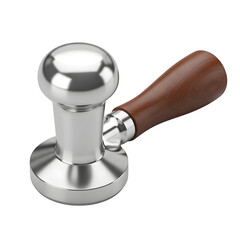 Coffee tamper with wooden handle 3d rendered isolated on transparent background