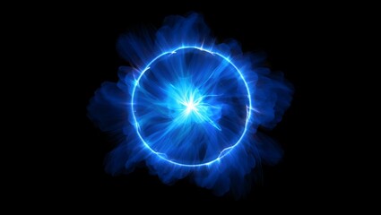 Blue energy force field expanding, creating a glowing orb with power surges and electric current