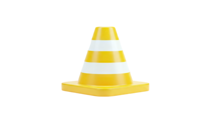 Yellow Traffic Cone Isolated on White Background