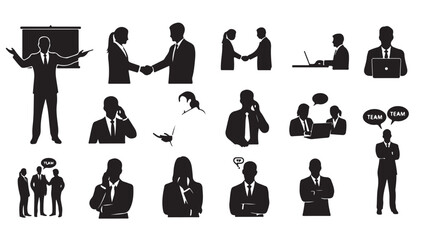 Business People Silhouettes Communicating in Office
