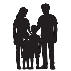 Standing family group silhouette suitable for caring community oriented designs