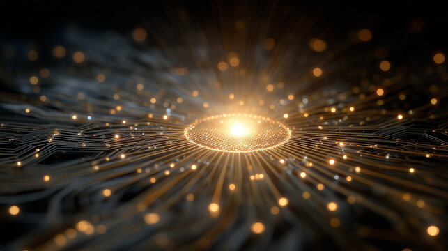 Digital Pulse: A mesmerizing display of interconnected pathways and luminous energy bursts forth, evoking a sense of technological advancement.  - Powered by Adobe