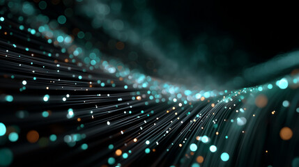 Abstract Digital Network: Illuminated strands of digital data weave and flow, forming an intricate network of interconnected pathways.