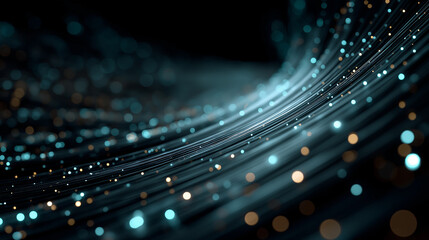 Abstract Data Flow: An artistic depiction of intricate data streams and glowing particles, suggesting the complex dynamics of modern digital networks and information transfer.