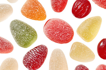 Assorted Colorful Jelly Candies on White Background
