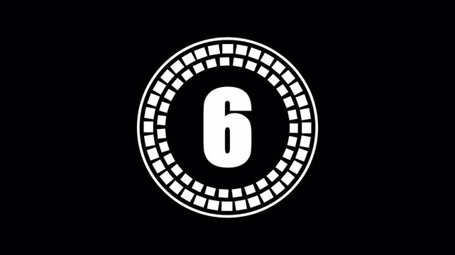 10 seconds countdown timer animation on black background.