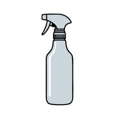 Cleaning Spray Bottle Vector Icon with Water Mist Isolated on White Background