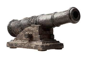 Antique Cannon on Wooden Base
