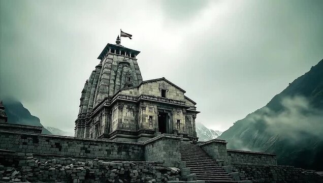 Historical Hindu Pilgrimage Site Kedarnath in the Indian Himalayas