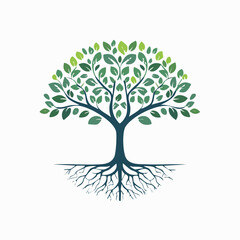 Fototapeta premium Stylized Tree of Life with roots, vector illustration representing growth and nature