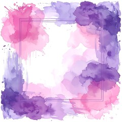 Obraz premium Watercolor splash frame, soft pinks and purples