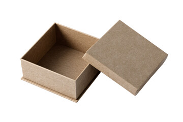 Open Brown Paper Box on White Background
