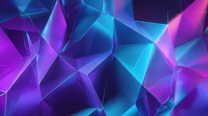 Obraz premium poly mesh background with neon purple and blue on blurred background