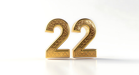 Golden Number 22 with Intricate Patterns.