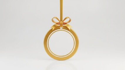 Golden circular decorative frame with an elegant ribbon bow for festive celebrations