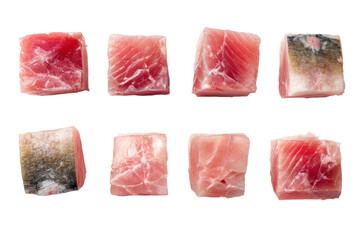 Sliced Raw Tuna on White Background