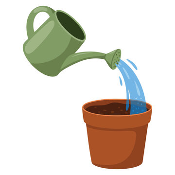 Garden sprinkler with plant pot vector illustration isolated design element perfect for gardening watering eco friendly and outdoor landscape themed artwork