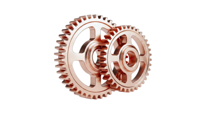 Gears Interlocking on White Background - Teamwork Concept