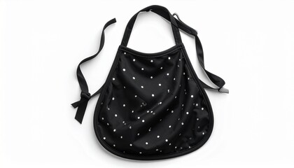 Simple Baby Bib with Polka Dot Fabric Design Isolated on White Background