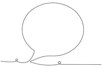 Speech bubble one line drawing in a minimalist style with isolated outline