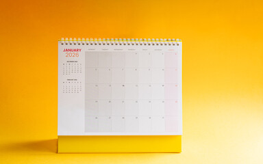January 2026 Calendar on Yellow Background