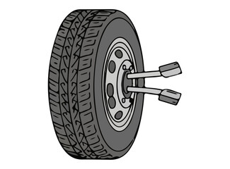 Illustration of a Car Wheel and Tire