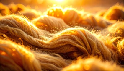 Golden Twisted Rope Strands with Dramatic Backlighting and Fiber Detail