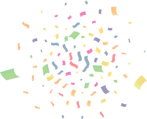 Colorful pastel confetti explosion on white background festive celebration birthday party background banner design vector illustration with copy space